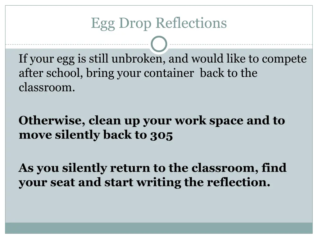 egg drop reflections