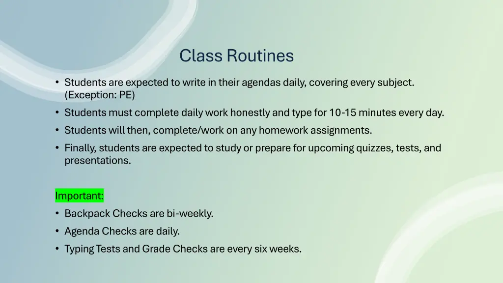 class routines