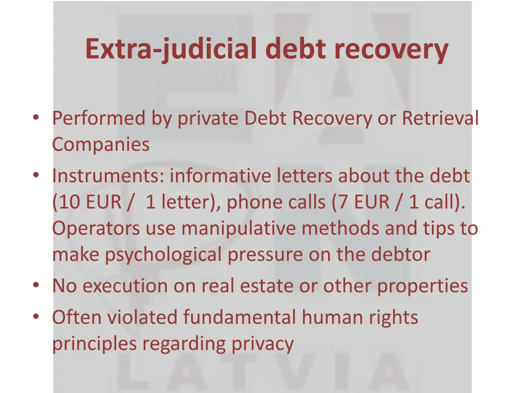 extra judicial debt recovery