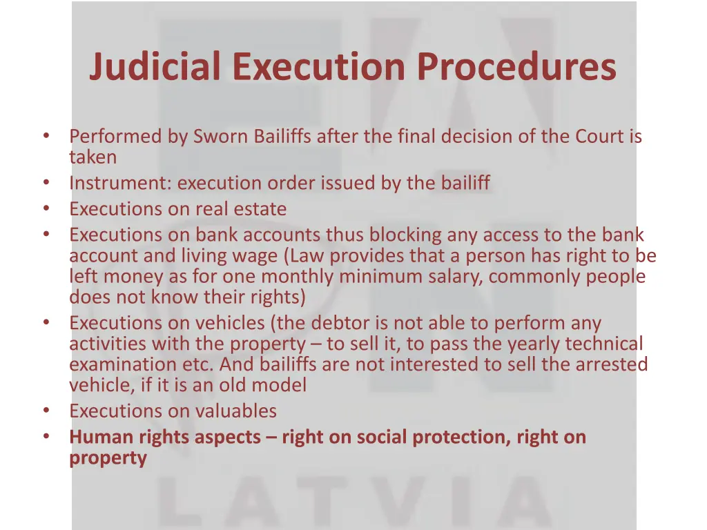 judicial execution procedures