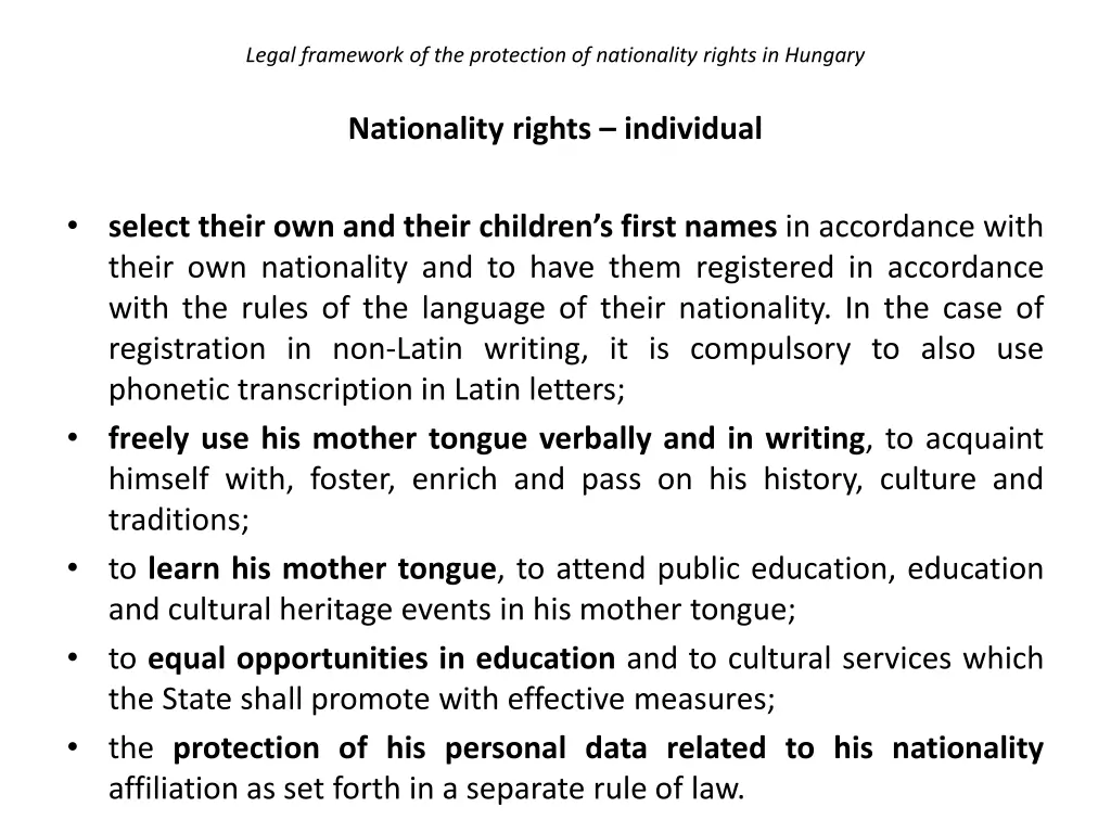 legal framework of the protection of nationality 11