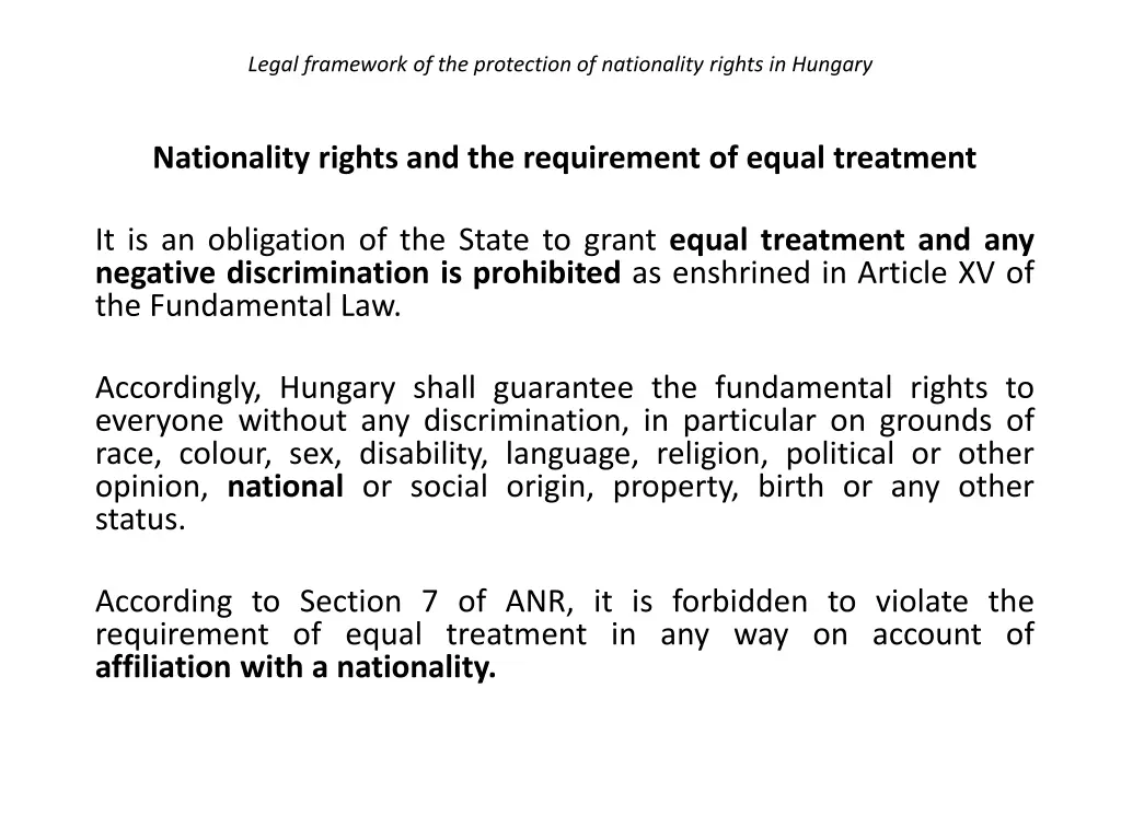 legal framework of the protection of nationality 17