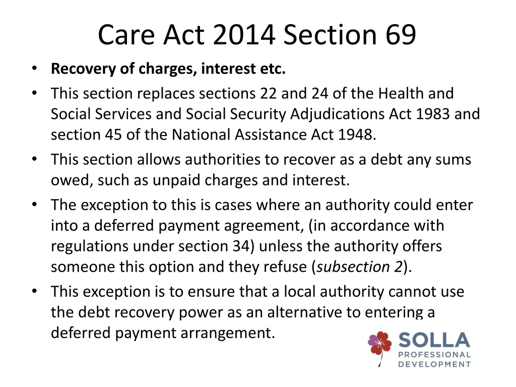 care act 2014 section 69 recovery of charges