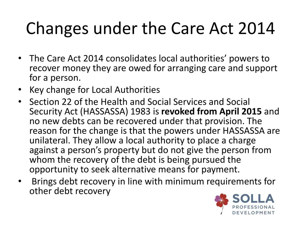 changes under the care act 2014