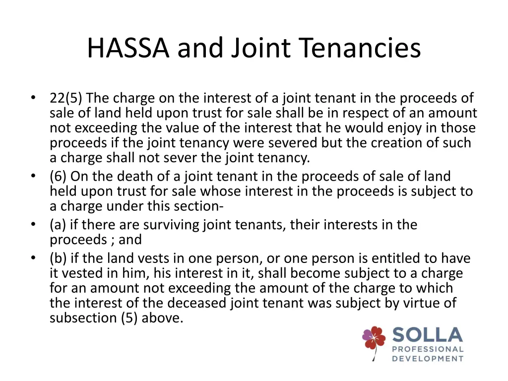 hassa and joint tenancies