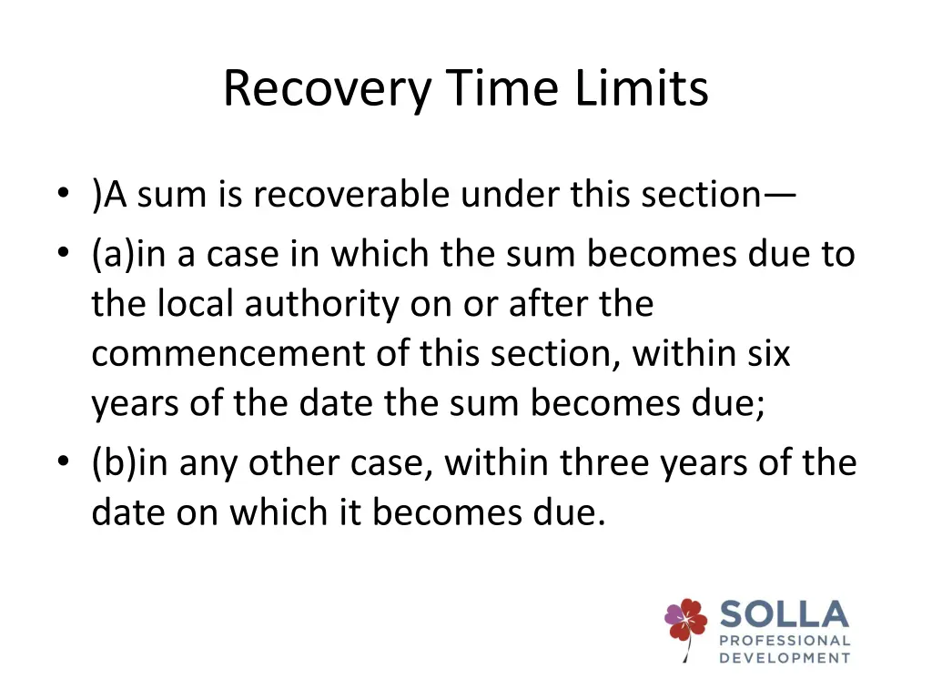 recovery time limits