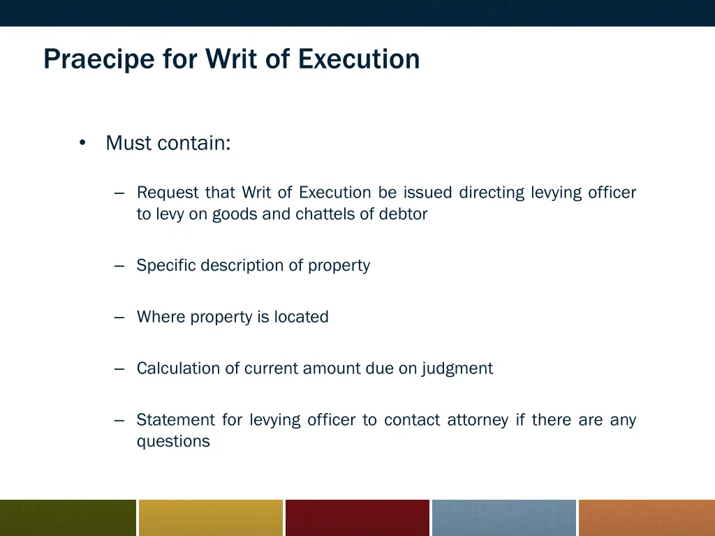 praecipe for writ of execution