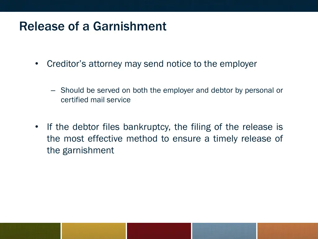 release of a garnishment