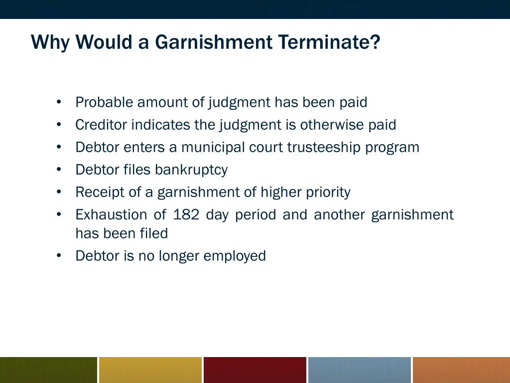 why would a garnishment terminate