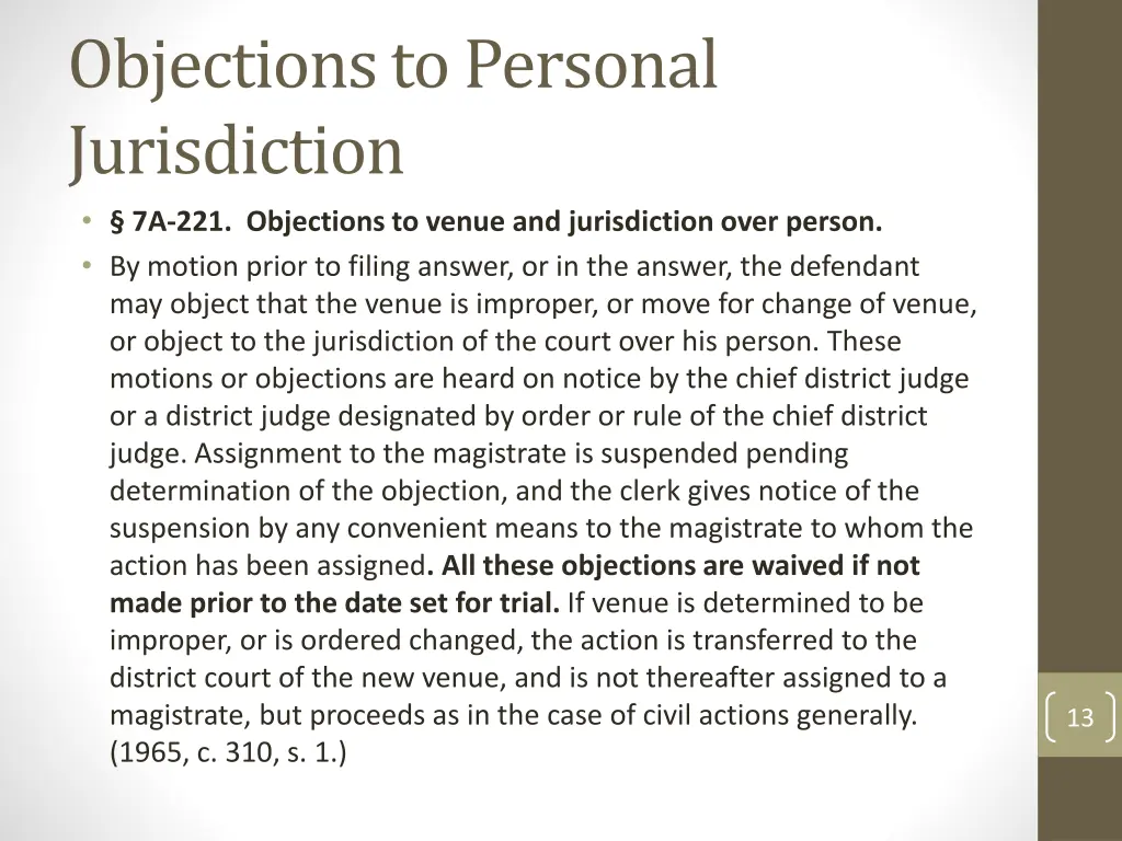 objections to personal jurisdiction