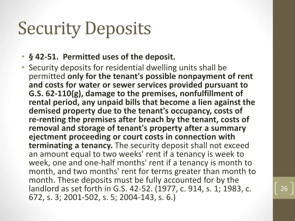 security deposits