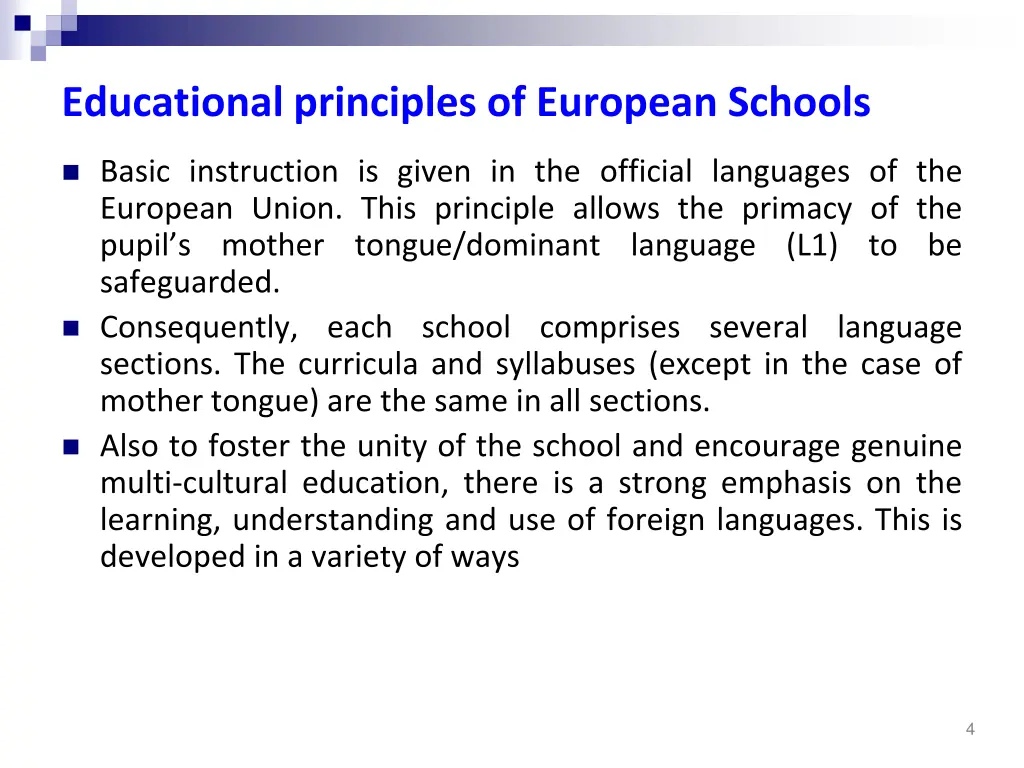 educational principles of european schools