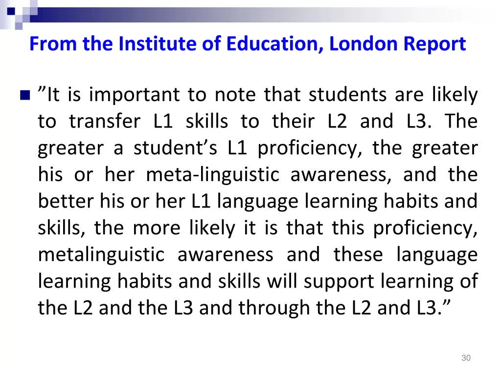 from the institute of education london report