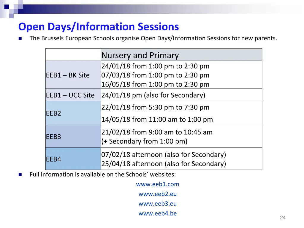 open days information sessions the brussels