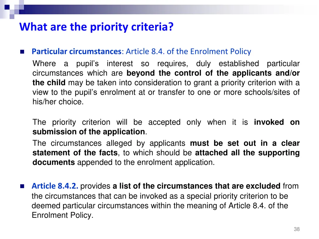 what are the priority criteria 1