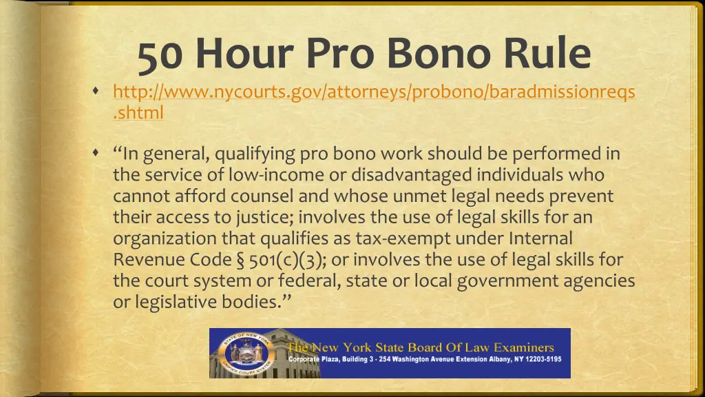 50 hour pro bono rule http www nycourts