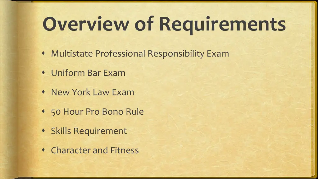 overview of requirements