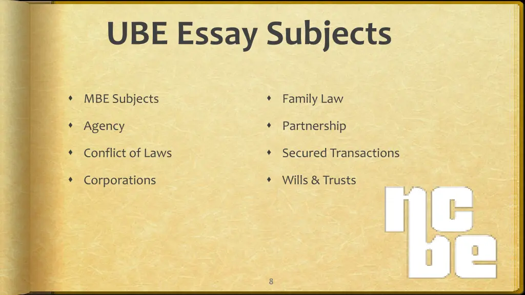 ube essay subjects