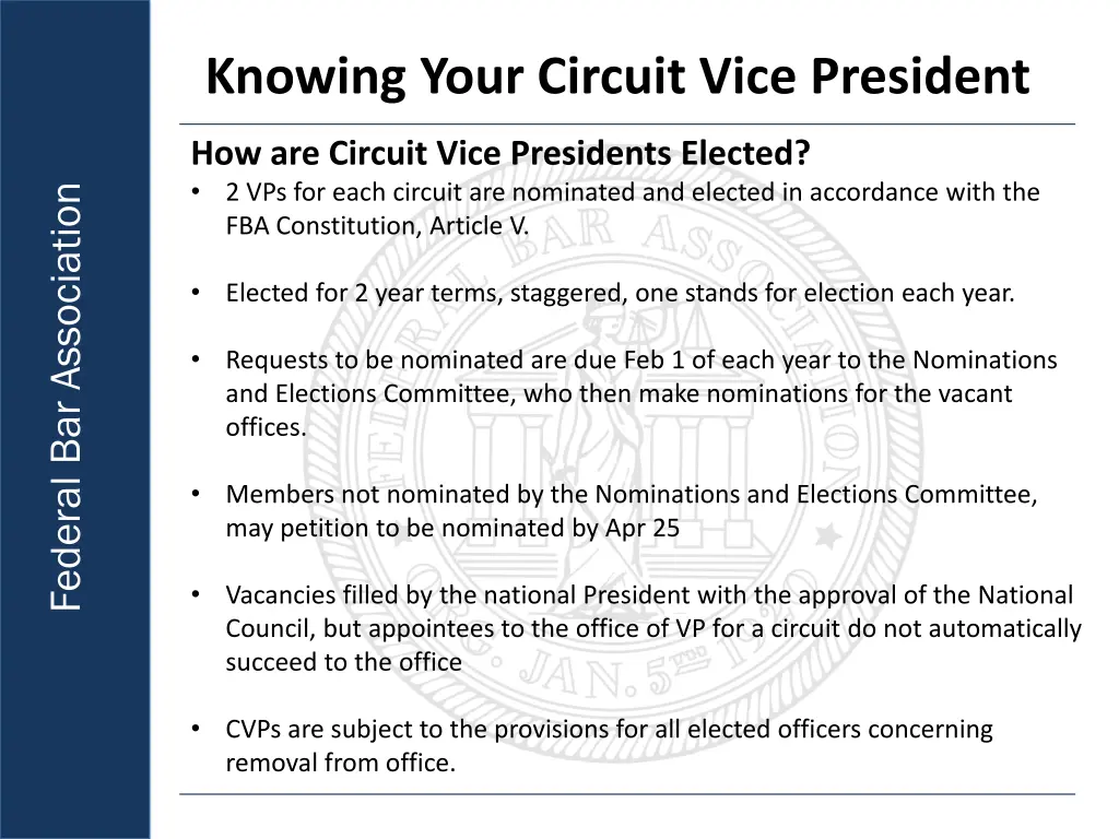 knowing your circuit vice president 2