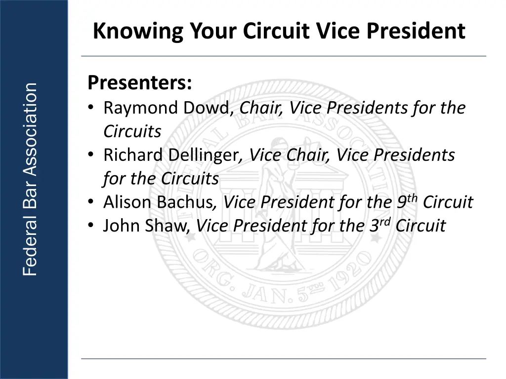 knowing your circuit vice president