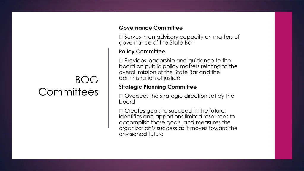 governance committee serves in an advisory