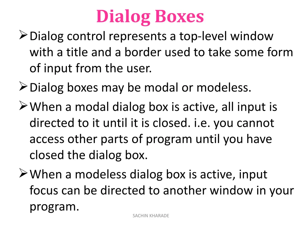 dialog boxes