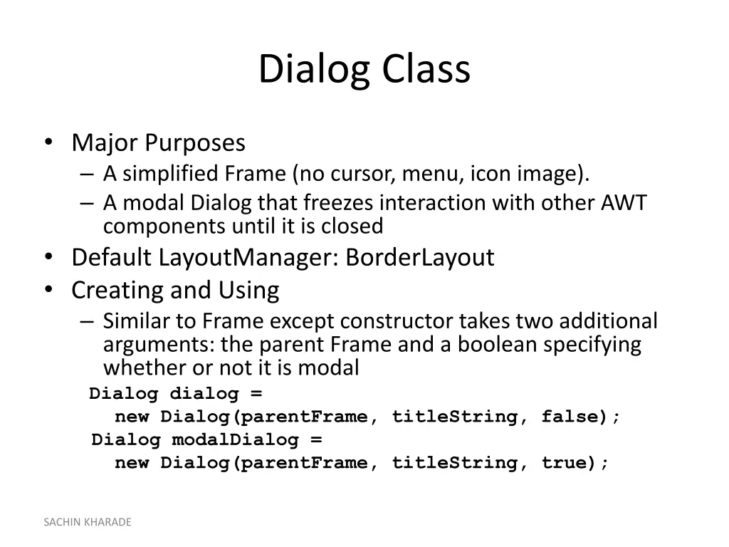 dialog class