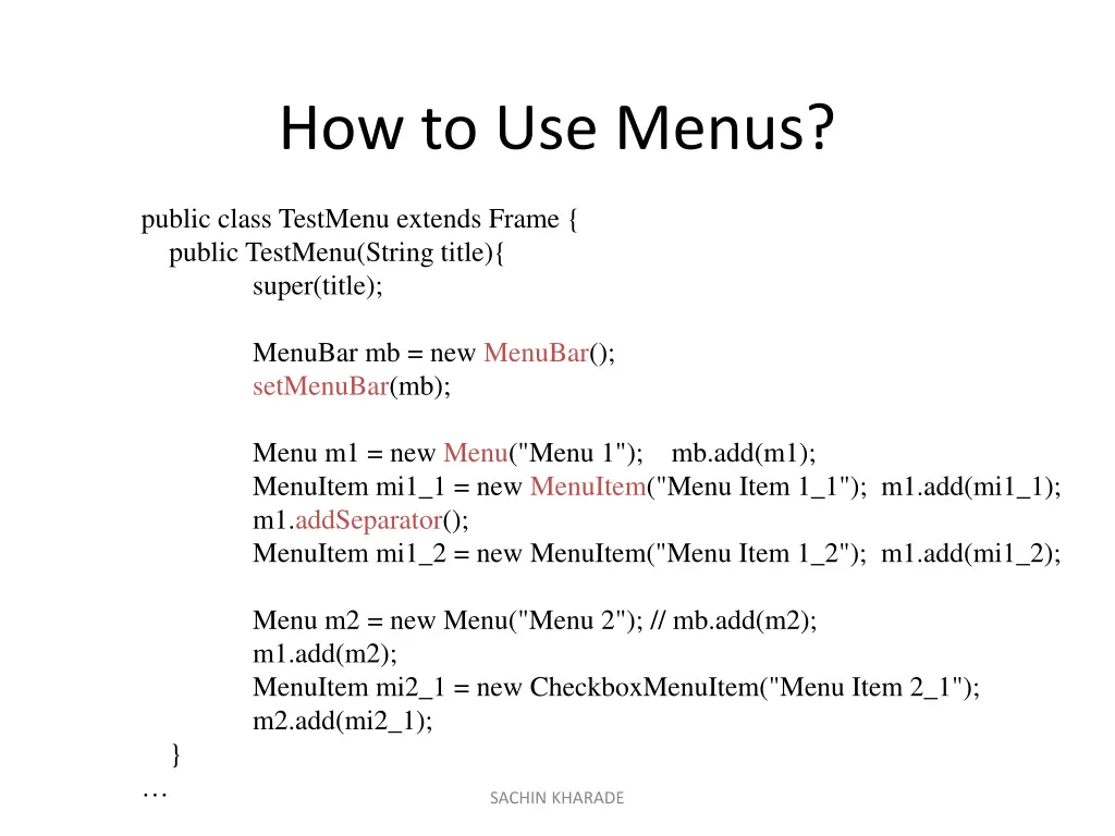 how to use menus