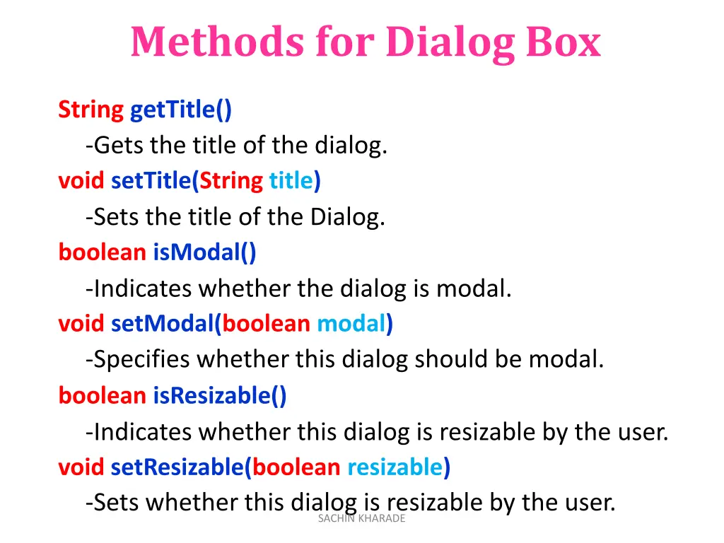 methods for dialog box