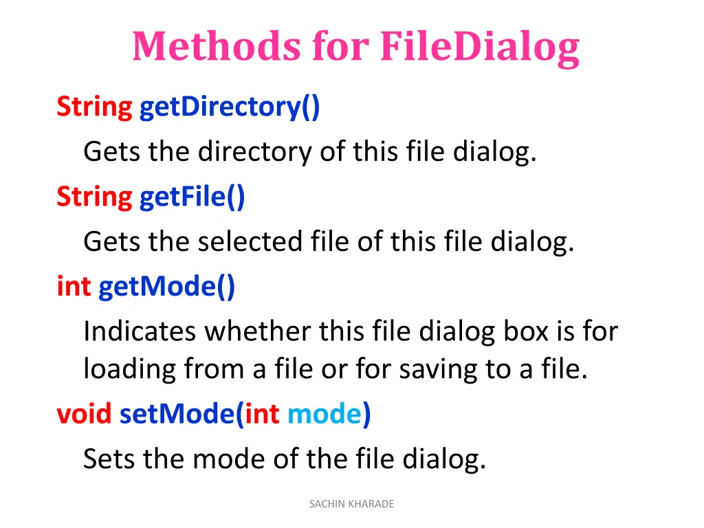 methods for filedialog