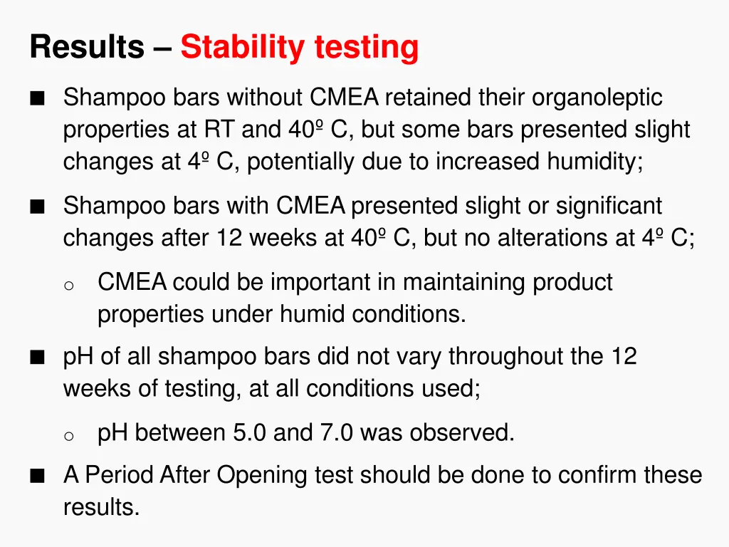 results stability testing