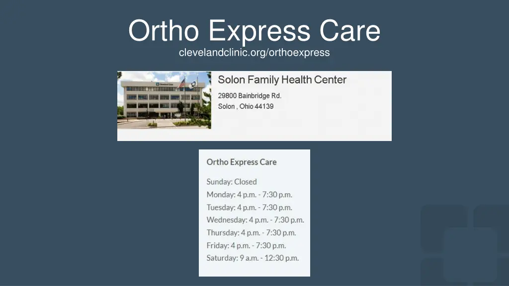 ortho express care clevelandclinic 1