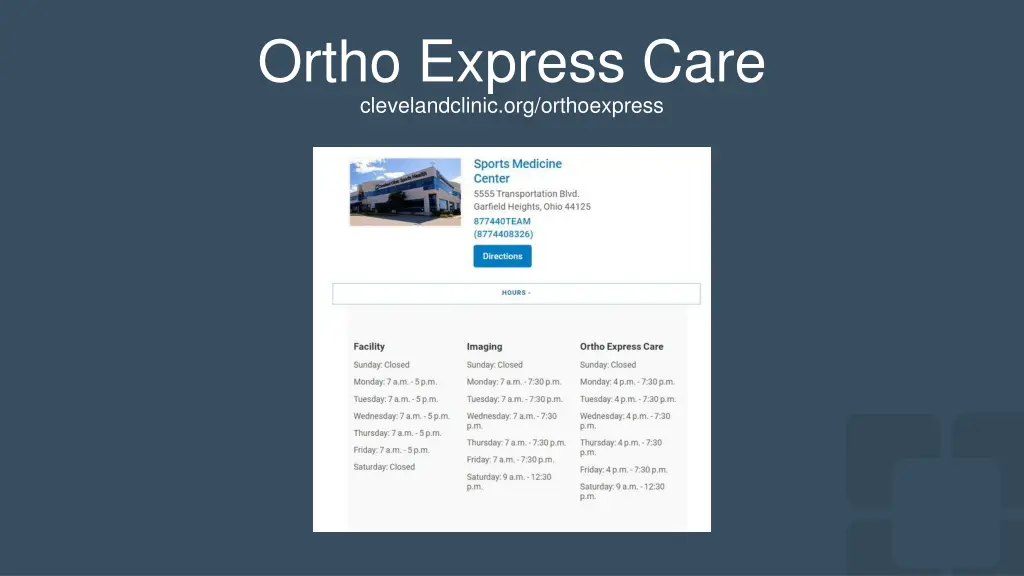 ortho express care clevelandclinic