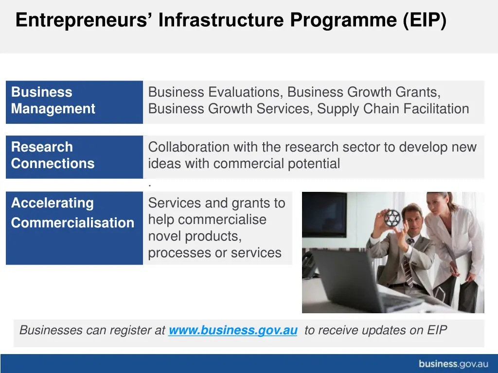 entrepreneurs infrastructure programme eip