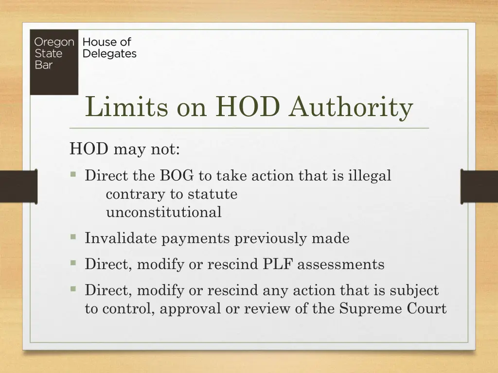 limits on hod authority