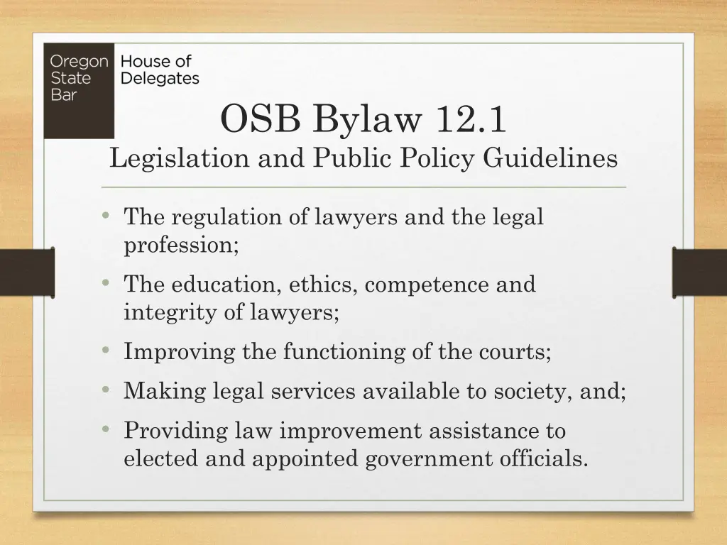 osb bylaw 12 1 legislation and public policy