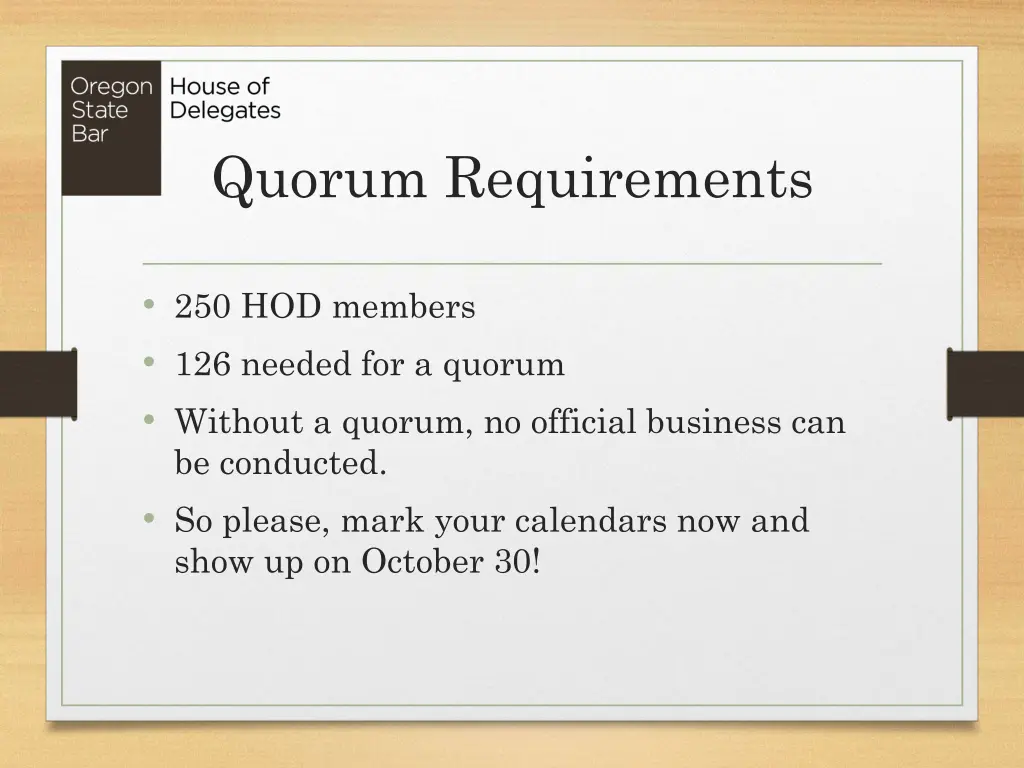 quorum requirements