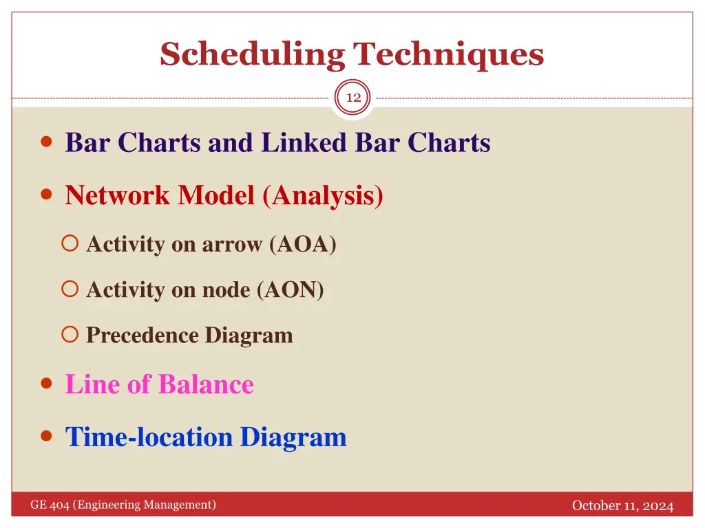 scheduling techniques