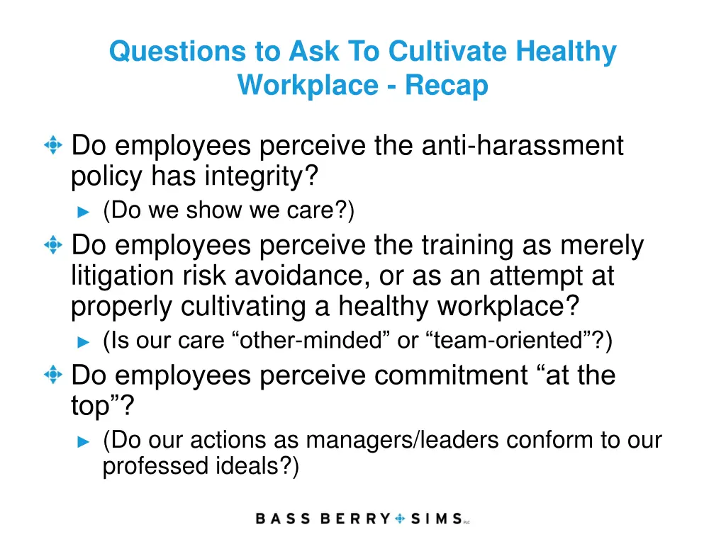 questions to ask to cultivate healthy workplace