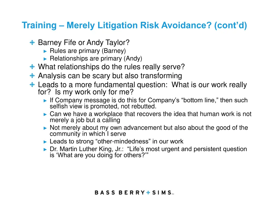 training merely litigation risk avoidance cont d 1