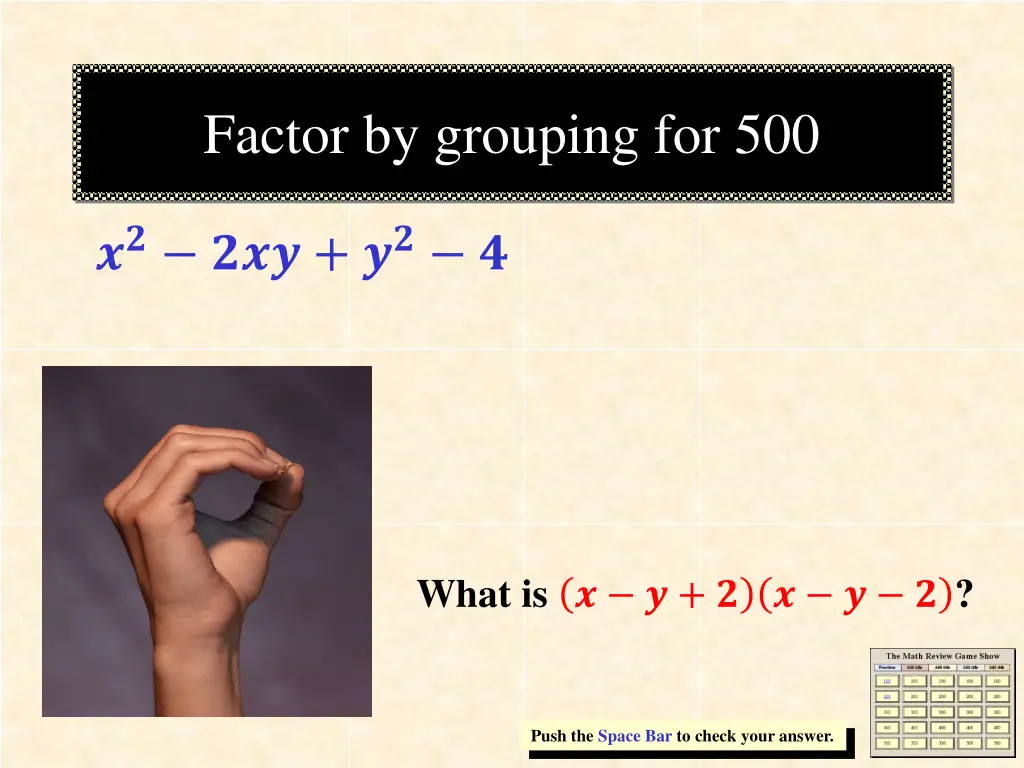 factor by grouping for 500