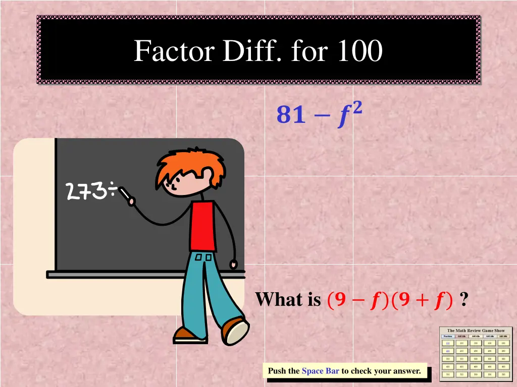 factor diff for 100