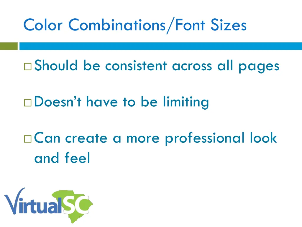 color combinations font sizes