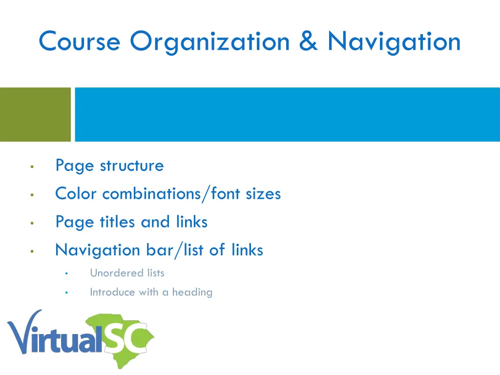 course organization navigation