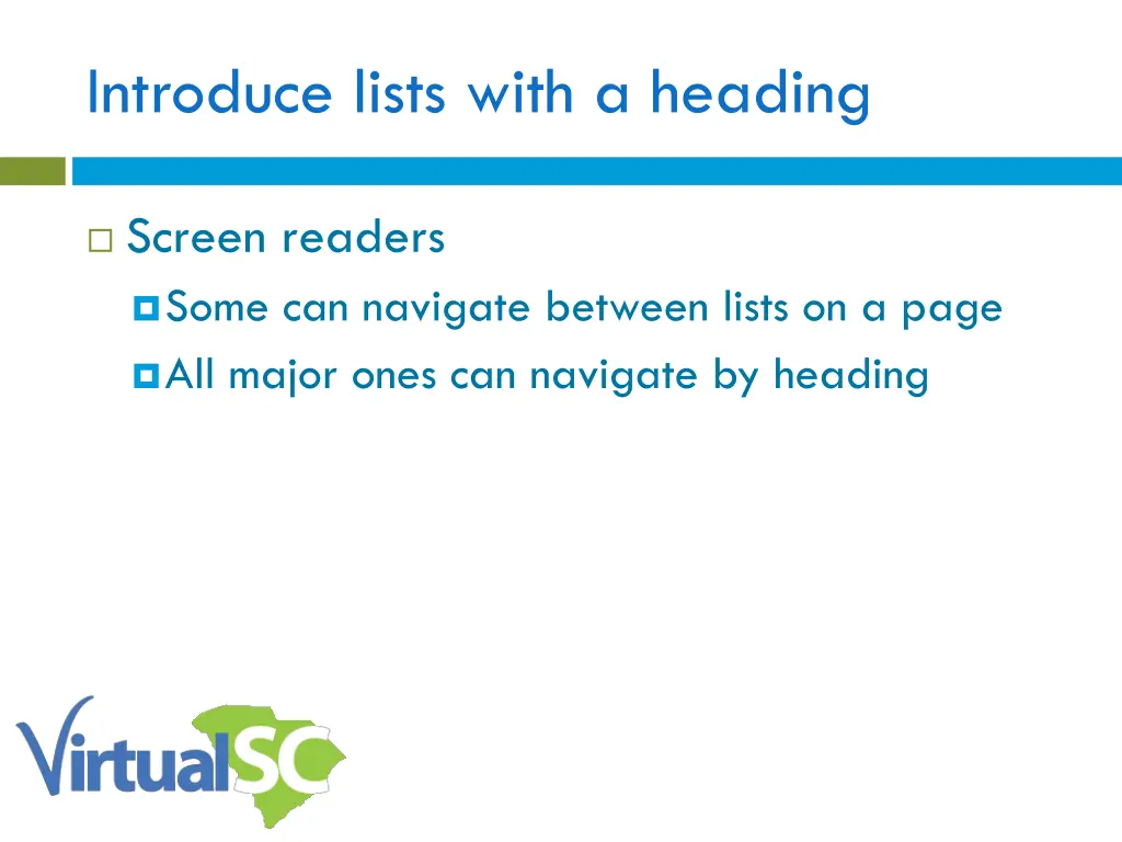 introduce lists with a heading