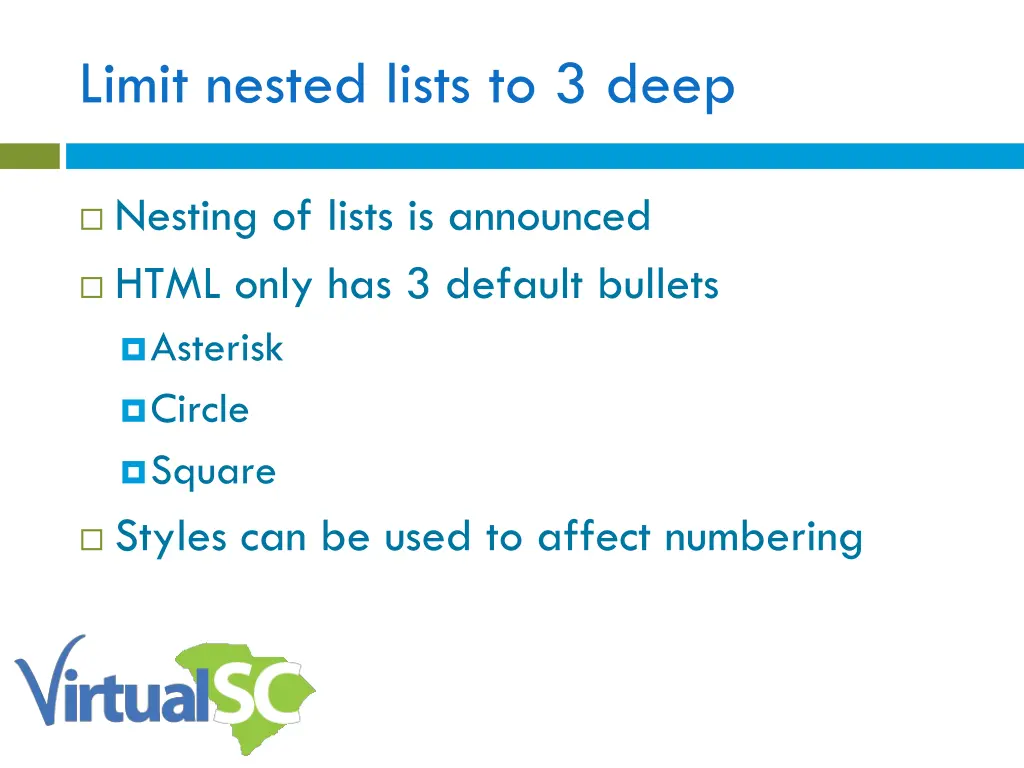 limit nested lists to 3 deep