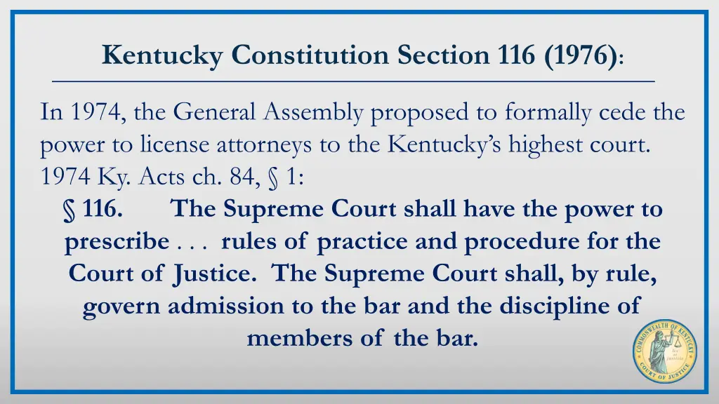 kentucky constitution section 116 1976