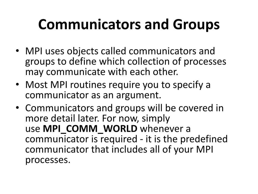 communicators and groups