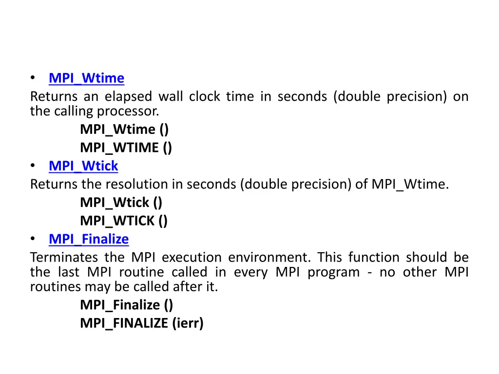 mpi wtime returns an elapsed wall clock time