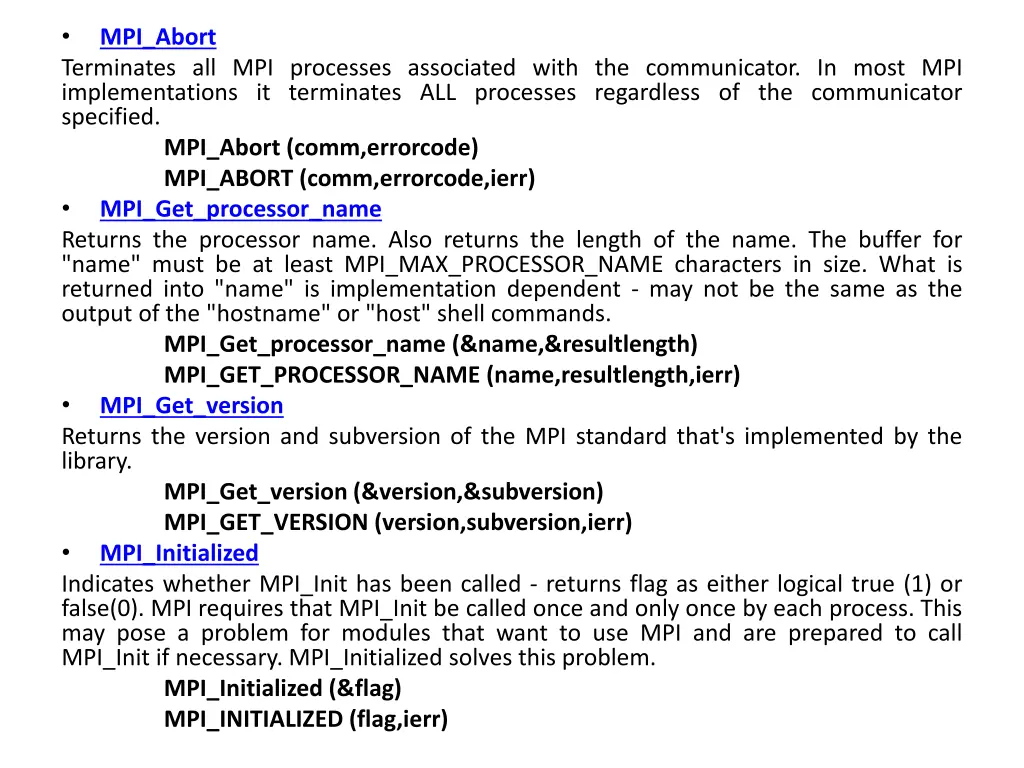 terminates all mpi processes associated with